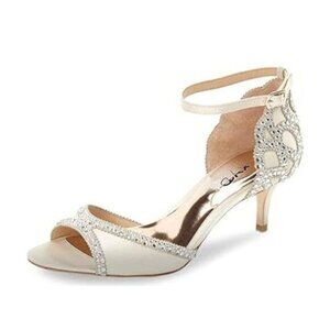 XYD Women's Sandals, Chic Peep Toe, D'Orsay Kitten Low Heels, Rhinestone Studs,